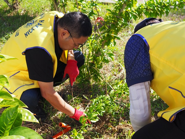 糸満白銀ライオンズクラブ-糸満市立中央図書館にて「ゆり球根植付」2025年11月30日(日)